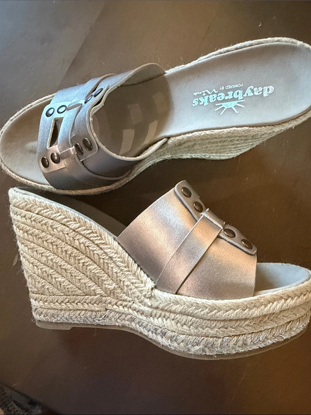Silver Espadrille Wedge Slide